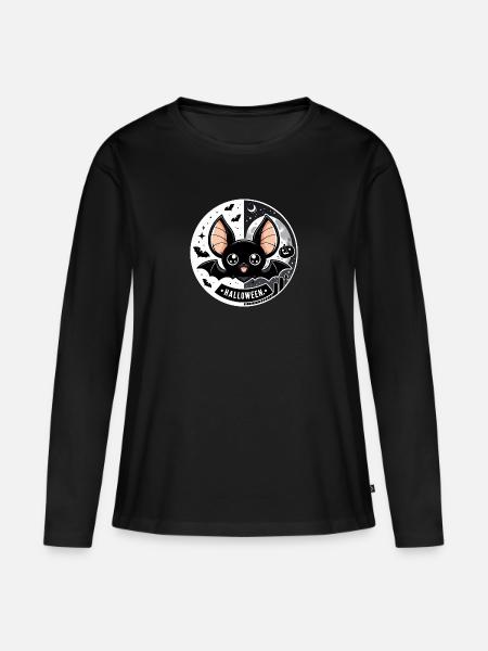 Halloween Fledermaus Motiv für Kinder - Frauen Premium Bio Langarmshirt - Schwarz