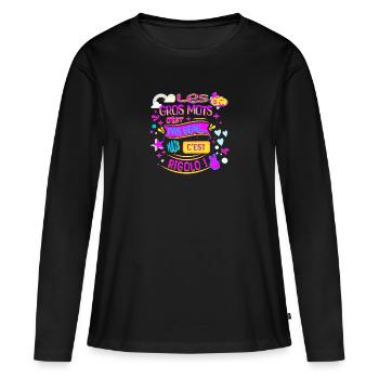 LES GROS MOTS C'EST RIGOLO POUR ENFANTS ET ADULTES - T-shirt manches longues Premium bio Femme - noir - Devant - Julia (174cm)