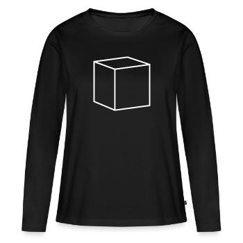 Cube blanc - T-shirt manches longues Premium bio Femme - noir - Devant - Julia (174cm)