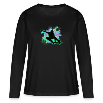 Skate skater skateboard sk8 - T-shirt manches longues Premium bio Femme - noir - Devant - Julia (174cm)
