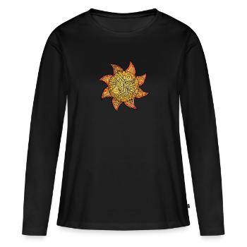 Mandala Soleil Aquarelle - T-shirt manches longues Premium bio Femme - noir - Devant - Julia (174cm)