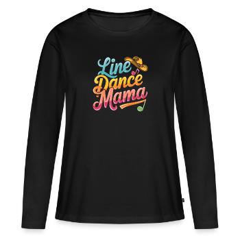 Mama tanzt Line Dance Line Dancing Mom - Frauen Premium Bio Langarmshirt - Schwarz - Vorne - Julia (174cm)