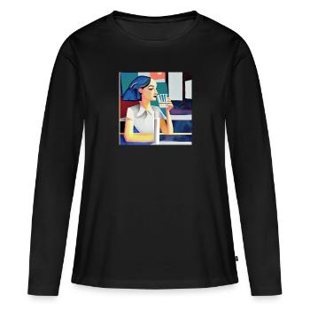 Stop - Women's Premium Organic Long Sleeve Shirt - black - Front - Julia (174cm)