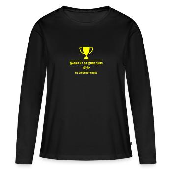 GAGNANT DU CONCOURS DE CIRCONSTANCES ! - T-shirt manches longues Premium bio Femme - noir - Devant - Julia (174cm)