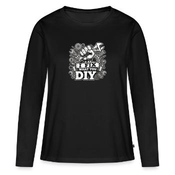 Bricoleur Noël DIY - T-shirt manches longues Premium bio Femme - noir - Devant - Julia (174cm)