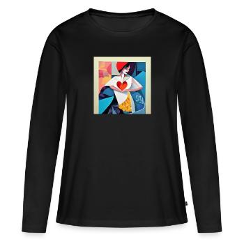 Prétendant - T-shirt manches longues Premium bio Femme - noir - Devant - Julia (174cm)