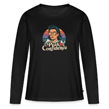 Confiance maximale - Élégance rétro - T-shirt manches longues Premium bio Femme - noir - Devant - Julia (174cm)