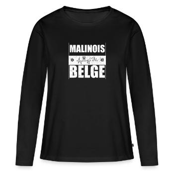 malinois belge Rtero malinois belge - T-shirt manches longues Premium bio Femme - noir - Devant - Julia (174cm)