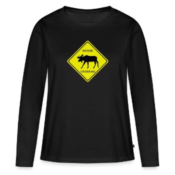 MOOSE CROSSING - Frauen Premium Bio Langarmshirt - Schwarz - Vorne - Julia (174cm)