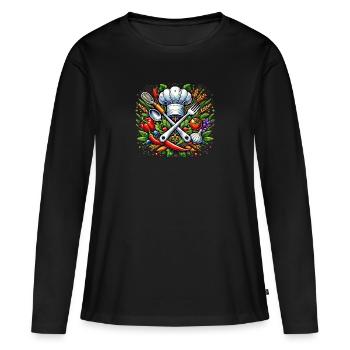 Koch Logo - T-shirt manches longues Premium bio Femme - noir - Devant - Julia (174cm)