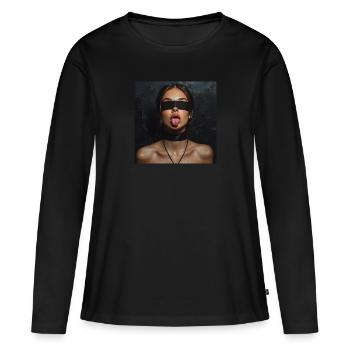 Zunge zeigen - Frauen Premium Bio Langarmshirt - Schwarz - Vorne - Julia (174cm)