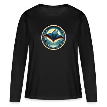 Raie - T-shirt manches longues Premium bio Femme - noir - Devant - Julia (174cm)