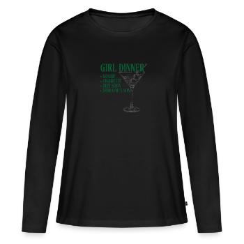 Fille Dîner Vert - T-shirt manches longues Premium bio Femme - noir - Devant - Julia (174cm)