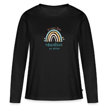 je suis Une éducatrice qui dechire - T-shirt manches longues Premium bio Femme - noir - Devant - Julia (174cm)