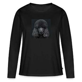 Animaux noirs - Caniche noir - T-shirt manches longues Premium bio Femme - noir - Devant - Julia (174cm)