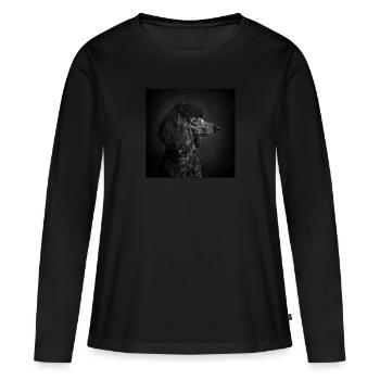 Animaux noirs - Caniche noir - T-shirt manches longues Premium bio Femme - noir - Devant - Julia (174cm)