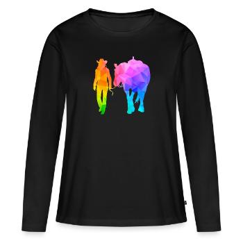 Western Lady Western Rider - T-shirt manches longues Premium bio Femme - noir - Devant - Julia (174cm)