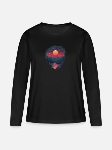 w rozpikselowanym świecie - Premium økologisk langærmet T-shirt til kvinder - sort