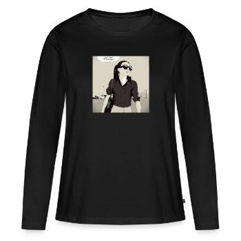 Ich kann es kaum erwarten, ihn zu küssen - Frauen Premium Bio Langarmshirt - Schwarz - Vorne - Julia (174cm)