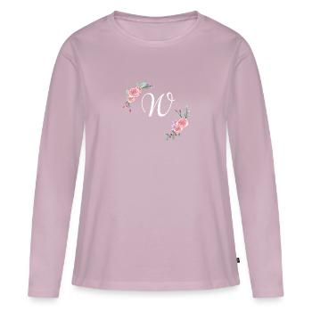 Rosa Blumenbuchstabe w - Frauen Premium Bio Langarmshirt - Altrosa - Vorne - Julia (174cm)