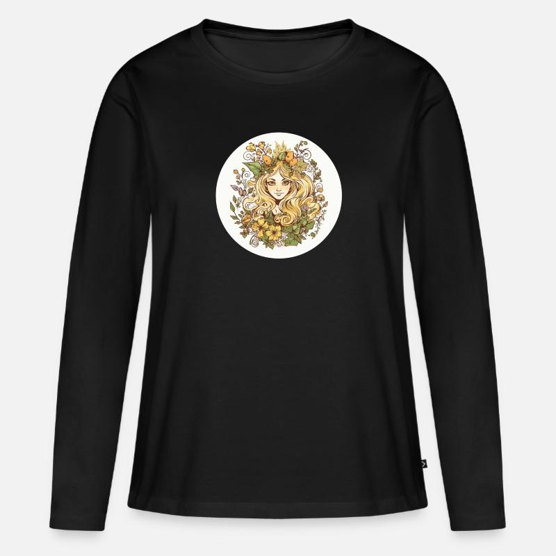 Waldfee - Frauen Premium Bio Langarmshirt - Schwarz