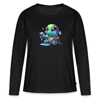 Struggle Mode: ON 🐢💪😢 - Fitness Edition - Women's Premium Organic Long Sleeve Shirt - black - Front - Julia (174cm)