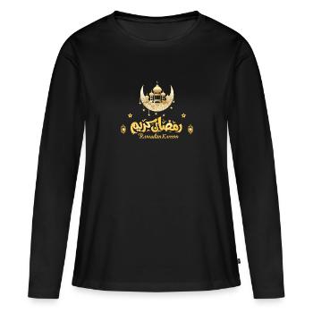 Ramadan Moubarak - T-shirt manches longues Premium bio Femme - noir - Devant - Julia (174cm)