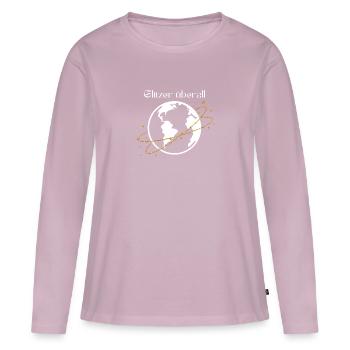 Glitter Everywhere - Conception de chemise globe scintillante - T-shirt manches longues Premium bio Femme - rose poudré - Devant - Julia (174cm)