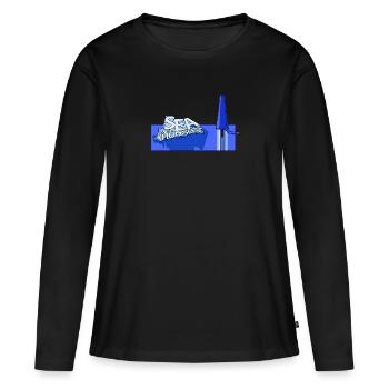MER DE PENSÉES - T-shirt manches longues Premium bio Femme - noir - Devant - Julia (174cm)