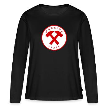 Classe ouvrière - T-shirt manches longues Premium bio Femme - noir - Devant - Julia (174cm)
