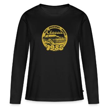 40. Geburtstag - Klassiker Musclecar 1985 - Frauen Premium Bio Langarmshirt - Schwarz - Vorne - Julia (174cm)