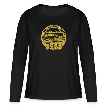 70. Geburtstag - Klassiker Musclecar 1955 - Frauen Premium Bio Langarmshirt - Schwarz - Vorne - Julia (174cm)