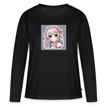 STICKER ANIME SWS - Frauen Premium Bio Langarmshirt - Schwarz - Vorne - Julia (174cm)