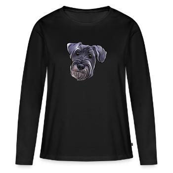 Mittelschnauzer Kopf im Comicstyle - Frauen Premium Bio Langarmshirt - Schwarz - Vorne - Julia (174cm)