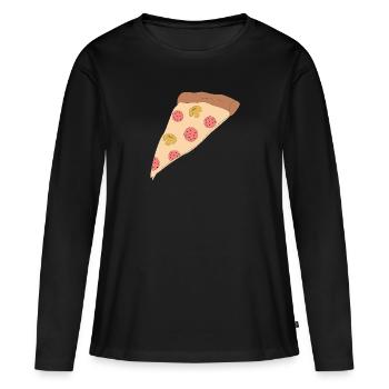 Pizza - T-shirt manches longues Premium bio Femme - noir - Devant - Julia (174cm)