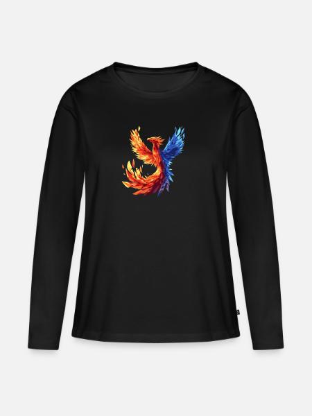 Phoenix phönix fliegen magic fabeltier - Frauen Premium Bio Langarmshirt - Schwarz
