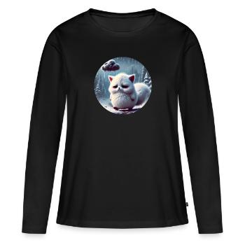 Renard Polaire Triste sous la Pluie Verglaçante - T-shirt manches longues Premium bio Femme - noir - Devant - Julia (174cm)