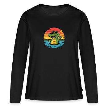 Alligators Rétro Alligator - T-shirt manches longues Premium bio Femme - noir - Devant - Julia (174cm)
