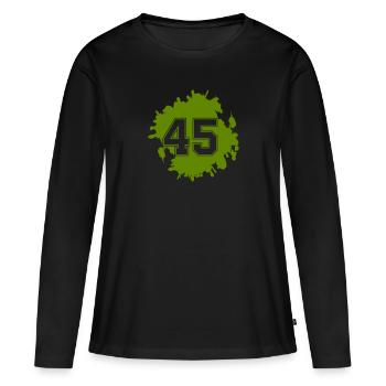 klecks 45 - Frauen Premium Bio Langarmshirt - Schwarz - Vorne - Julia (174cm)