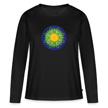 Herzchakra – Mandala der Liebe & Balance - Frauen Premium Bio Langarmshirt - Schwarz - Vorne - Julia (174cm)