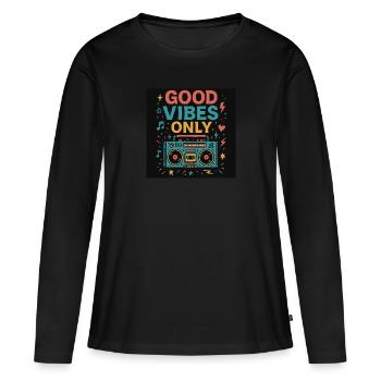 Vibes only - Women's Premium Organic Long Sleeve Shirt - black - Front - Julia (174cm)