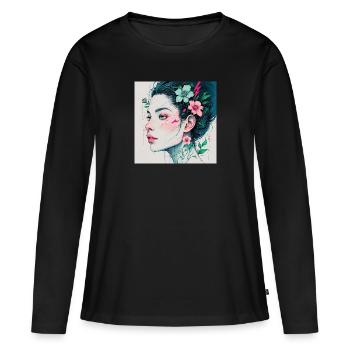 Art - T-shirt manches longues Premium bio Femme - noir - Devant - Julia (174cm)