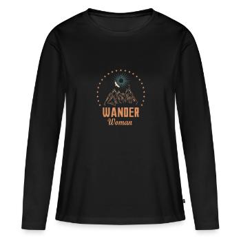 Berprinzessin Frauen Wander Design Wander Woman - Frauen Premium Bio Langarmshirt - Schwarz - Vorne - Julia (174cm)