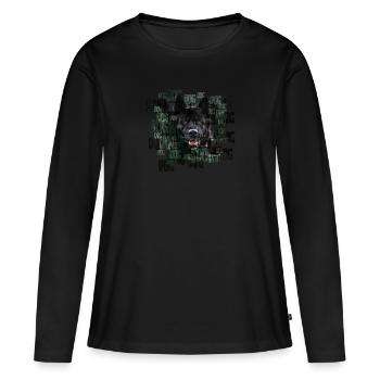Chien - T-shirt manches longues Premium bio Femme - noir - Devant - Julia (174cm)