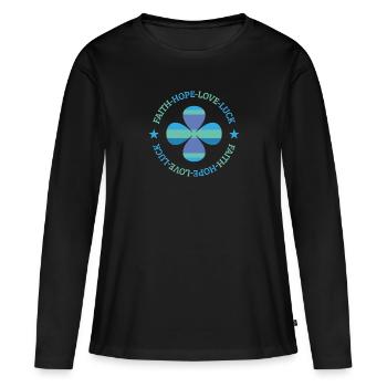 trèfle - T-shirt manches longues Premium bio Femme - noir - Devant - Julia (174cm)