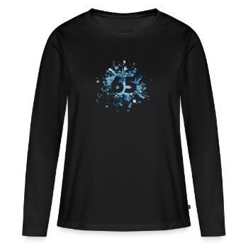 Numéro 65e éclaboussure de couleur - T-shirt manches longues Premium bio Femme - noir - Devant - Julia (174cm)