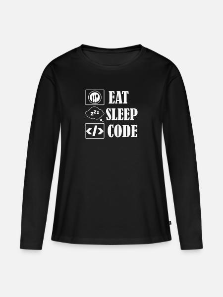 Eat Sleep Code Coding Software - Frauen Premium Bio Langarmshirt - Schwarz