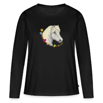 Vibrations soul de poney - T-shirt manches longues Premium bio Femme - noir - Devant - Julia (174cm)