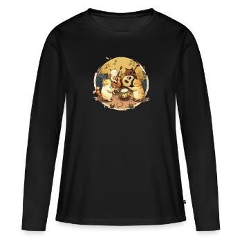 Concert de chats - T-shirt manches longues Premium bio Femme - noir - Devant - Julia (174cm)