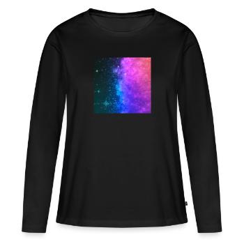 Nuages de gaz étoiles - T-shirt manches longues Premium bio Femme - noir - Devant - Julia (174cm)